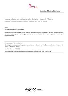 Le paradoxe français dans la Solution finale à l Ouest - article ; n°3 ; vol.48, pg 583-594