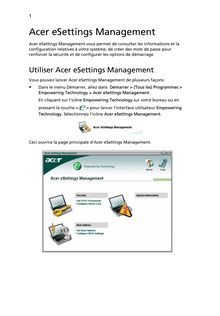 Notice Ordinateur portable Acer  esettings management