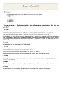 Code Civil des Français 1804/Titre Préliminaire