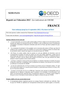 Regards sur l’éducation 2012 : la note de la France