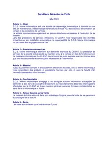 Conditions Générales de Vente Mai 2005 - SOS Marne Informatique
