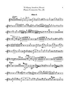 Partition hautbois 1, 2, Piano Concerto No.26, Krönungskonzert ; Coronation Concerto