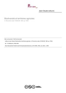 Biodiversité et territoires agricoles - article ; n°1 ; vol.208, pg 79-84
