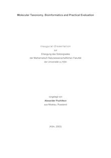 Molecular taxonomy [Elektronische Ressource] : bioinformatics and practical evaluation  / vorgelegt von Alexander Pozhitkov