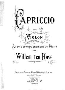 Partition de piano, Capriccio pour violon et Piano, G major