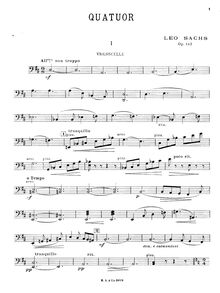 Partition violoncelle, corde quatuor, Op.143, D major, Sachs, Léo