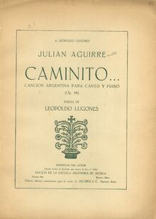 Partition couverture couleur, Caminito..., Cancion argentina para canto y piano