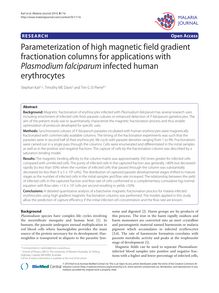 Parameterization of high magnetic field gradient fractionation columns for applications with Plasmodium falciparuminfected human erythrocytes