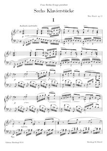 Partition complète, 6 Klavierstücke, Bruch, Max