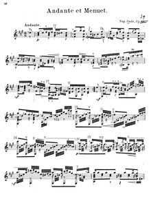 Partition complète, Andante et Menuet, Op.39, Coste, Napoléon