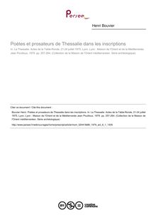 Poètes et prosateurs de Thessalie dans les inscriptions - article ; n°1 ; vol.6, pg 257-264