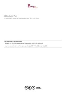 Sépulture Yuri  ; n°1 ; vol.14, pg 244-244