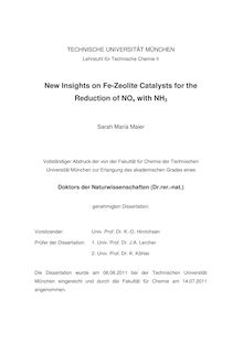 New Insights on Fe-Zeolite Catalysts for the Reduction of NOx with NH3 [Elektronische Ressource] / Sarah Maria Maier. Gutachter: Klaus Koehler ; Johannes. A. Lercher. Betreuer: Johannes. A. Lercher