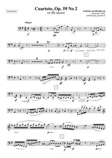 Partition violoncelle, corde quatuor No.8, Op.59/2, Second Rasumowsky-Quartet