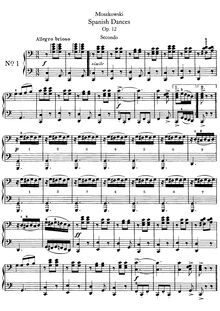 Partition complète, 5 Spanish Dances, Op.12, Moszkowski, Moritz