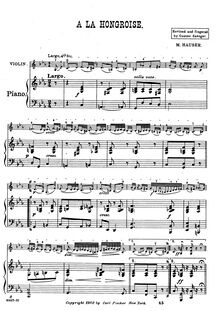 Partition violon et partition de piano, partition de violon, A la Hongroise