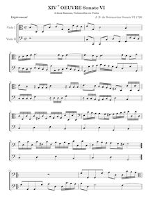 Partition complète (violes de gambe), 6 sonates pour 2 bassons, violoncelles ou violes de gambe, Op.14