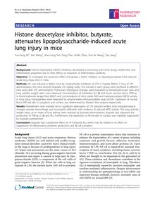 Histone deacetylase inhibitor, butyrate, attenuates lipopolysaccharide-induced acute lung injury in mice