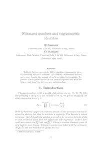 Fibonacci numbers and trigonometric identities