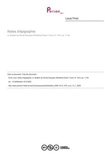 Notes d épigraphie - article ; n°1 ; vol.15, pg 1-135