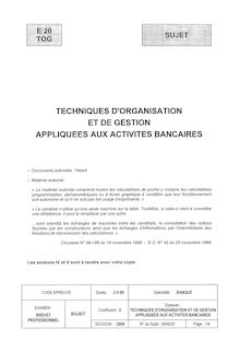 Bp banque techniques d organisation et de gestion administrative appliquees aux activites bancaires 2004
