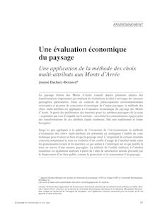 Une évaluation économique du paysage ; suivi d un commentaire de Jean Cavailhès - article ; n°1 ; vol.373, pg 57-80