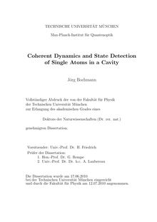 Coherent dynamics and state detection of single atoms in a cavity [Elektronische Ressource] / Jörg Bochmann