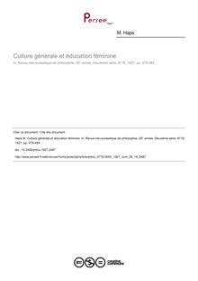Culture générale et éducation féminine - article ; n°16 ; vol.29, pg 479-484