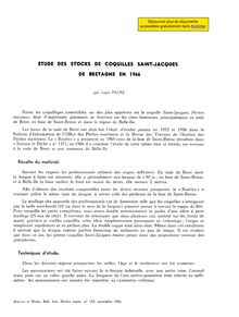 Etude des stocks de coquilles Saint-Jacques de Bretagne en 1966