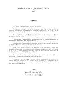 LA CONSTITUTION DE LA RÉPUBLIQUE D HAÏTI - MINUSTAH
