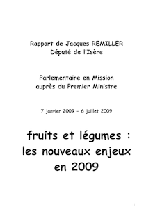 Fruits et légumes : les nouveaux enjeux en 2009