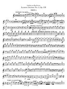 Partition hautbois 1, 2, Leonora Overture No. 1, C major, Beethoven, Ludwig van