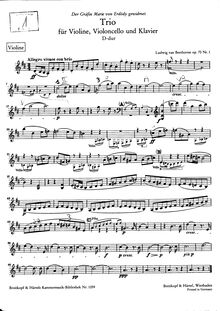 Partition de violon, Piano Trio No.5, Op.70 No.1, Geister-Trio