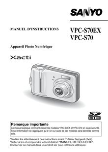 Notice Appareil Photo numériques Sanyo  VPC-S70EX