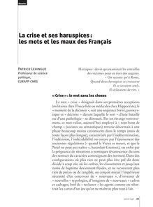 La crise et ses haruspices : les mots et les maux des Français