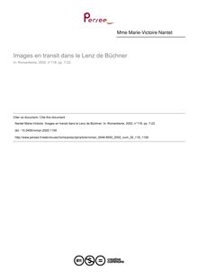 Images en transit dans le Lenz de Büchner - article ; n°118 ; vol.32, pg 7-22