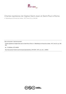 Chartes lapidaires de l église Saint-Jean et Saint-Paul à Rome. - article ; n°1 ; vol.34, pg 260-266