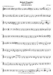 Partition violons III (identical to altos I), Roland, LWV 65, Tragédie mise en musique