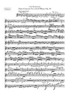 Partition violons I, II, Piano Concerto No.2, Op.40, D minor, Mendelssohn, Felix