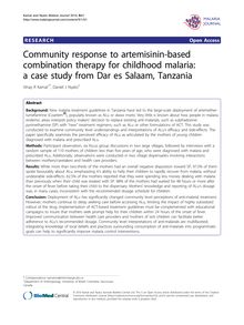 Community response to artemisinin-based combination therapy for childhood malaria: a case study from Dar es Salaam, Tanzania