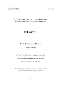 Espagnol 2006 BTS Commerce international à référentiel Européen