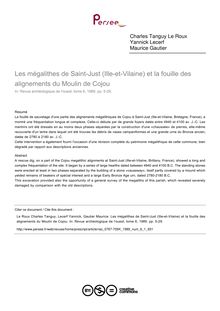 Les mégalithes de Saint-Just (Ille-et-Vilaine) et la fouille des alignements du Moulin de Cojou - article ; n°1 ; vol.6, pg 5-29