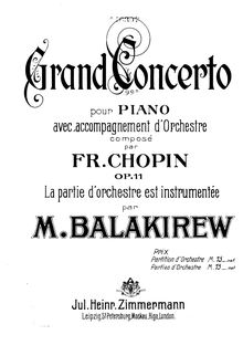 Partition complète, Grand Concerto pour piano avec accompagnement d orchestre par Frédéric Chopin