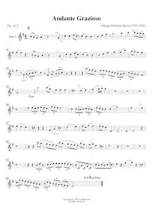 Partition flûte 2 , partie, 6 sonates pour flûte ou violon et clavier Instrument, Op.16 (W.B. 10-15)