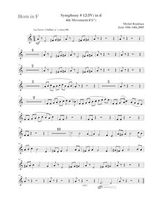 Partition cor (F), Symphony No.12  pour Alchemist , D minor, Rondeau, Michel par Michel Rondeau