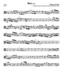 Partition ténor viole de gambe, alto clef, A Plain et Easy Introduction to Practical Music par Thomas Morley
