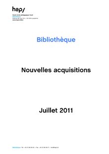 Bibliothèque Nouvelles acquisitions Juillet 2011
