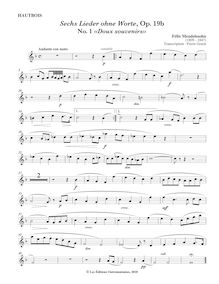 Partition hautbois , partie, chansons Without Words Op.19b, Mendelssohn, Felix