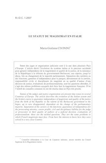 Le statut du magistrat en Italie - article ; n°1 ; vol.59, pg 7-25