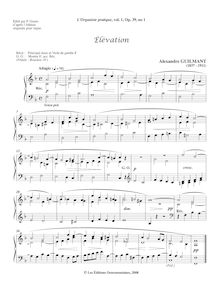 Partition , Élévation, L Organiste Pratique, Guilmant, Alexandre par Alexandre Guilmant